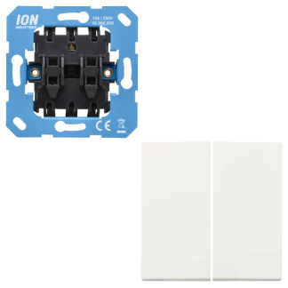 ION Industries Wissel/wisselschakelaar met lichtknop | ION Industries | E1 (Basiselement + Bedieningswip, Inbouw, Mat wit)  K180108098 - 1