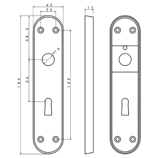 Impresso Deurklink met sleutelschild | Impresso | Swindon | 56 mm (Chroom, Zwart) 86.012.87 K010809672 - 