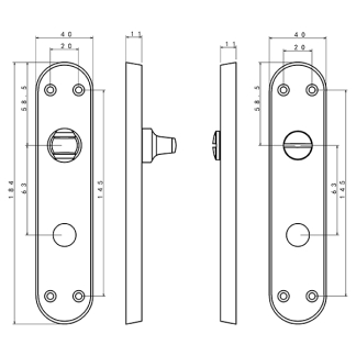 Impresso Deurklink met wc-sluitingschild | Impresso | Swindon | 63 mm (Chroom, Zwart) 86.012.88 K010809673 - 