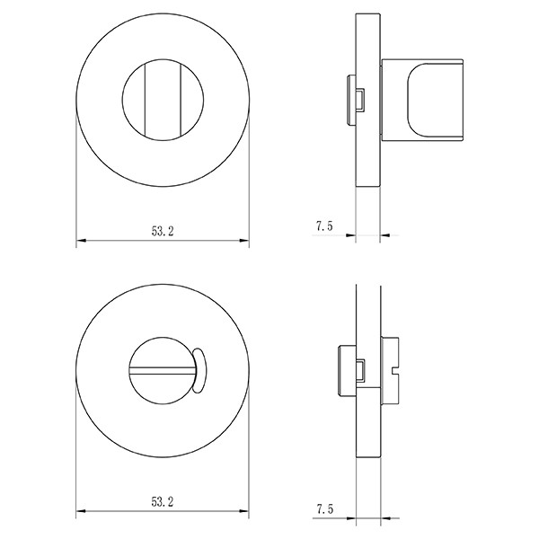 Impresso Deurklink op rozet | London (Rond, Toiletsluiting, Blinde bevestiging, 2 stuks) 8601423 K010808217 - 6