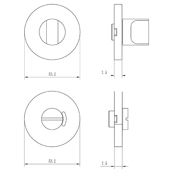 Impresso Deurklink op rozet | Redhill (Rond, Toiletsluiting, Blinde bevestiging, 2 stuks) 8601237 K010808229 - 6