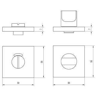 Impresso Deurklink op rozet | Redhill (Vierkant, Toiletsluiting, 2 stuks) 8601429 K010808230 - 