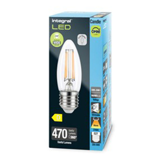 Integral Led lamp E27 | Kaars | Integral (3.4W, 470lm, 2700K, Dimbaar) ILCANDE27DC042 K170204013 - 2