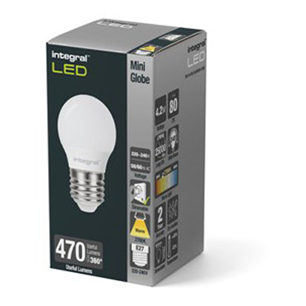 Integral Led lamp E27 | Kogel | Integral (4.2W, 470lm, 2700K, Dimbaar) ILGOLFE27DC043 K170204059 - 2