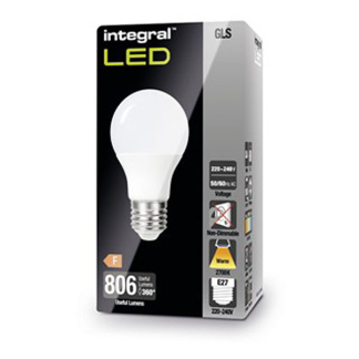 Integral Led lamp E27 | Peer | Integral (8.8W, 806lm, 2700K) ILGLSE27NC088 K170204022 - 2