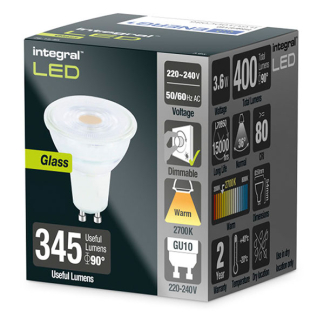 Integral Led spot GU10 | Integral (3.5W, 400lm, 2700K, Dimbaar) ILGU10DC086 ILGU10DC139 K170203975 - 3