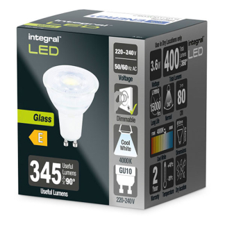 Integral Led spot GU10 | Integral (3.6W, 400lm, 4000K, Dimbaar) ILGU10DE087 K170203976 - 2