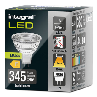 Integral Led spot GU5.3 | Integral (3.4W, 380lm, 2700K) ILMR16NC048 ILMR16NC058 K170203978 - 2