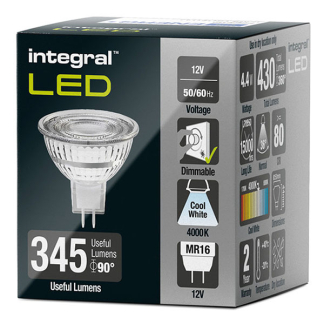 Integral Led spot GU5.3 | Integral (3.4W, 380lm, 4000K, Dimbaar) ILMR16DE041 ILMR16DE061 K170203979 - 2