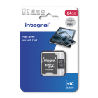 Integral Micro SDXC kaart met adapter | Integral | 64 GB (Class 10) INMSDX64G-100V30 K170302154 - 2