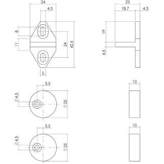 Intersteel Afstandhouders en ondergeleider schuifdeur | Intersteel 0023.450106 K010808027 - 