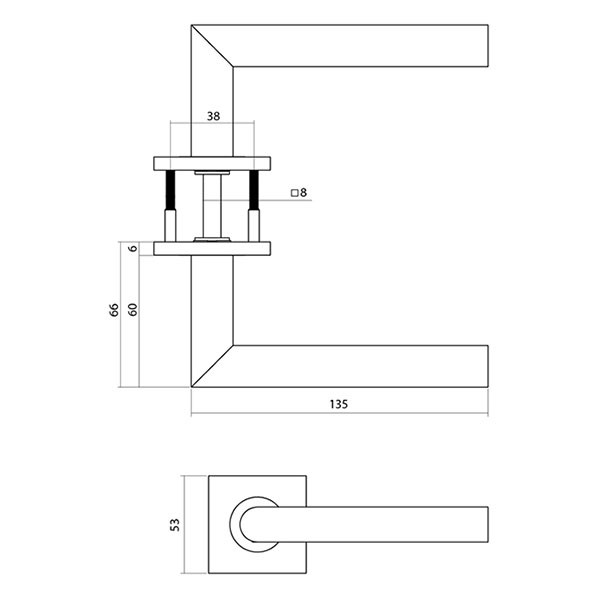Intersteel Deurklink | Intersteel | Q 04 (Vierkant rozet, RVS, Zwart) 1323103402 K010809979 - 2
