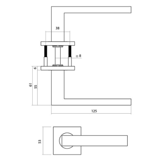 Intersteel Deurklink | Intersteel | Q 05 (Vierkant rozet, Messing, Antraciet) 1329103502 K010809985 - 2