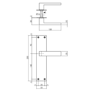 Intersteel Deurklink met blindschild | Intersteel | Amsterdam (RVS, Zwart) 0023.057111 K010808076 - 2