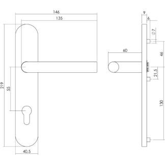 Intersteel Deurklink met cilinderschild | Intersteel | 55 mm (RVS) 0035.129629 K010809622 - 