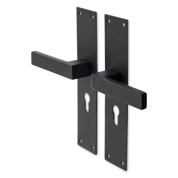 Intersteel Deurklink met cilinderschild | Intersteel | Amsterdam | 55 mm  (RVS, Zwart) 0023.057129 K010808078 - 1