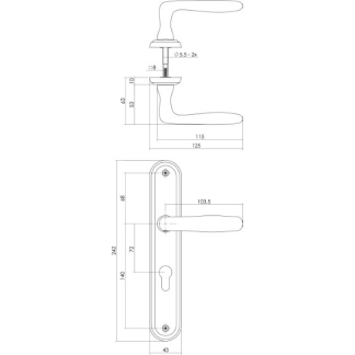 Intersteel Deurklink met cilinderschild | Intersteel | Bjorn | 72 mm (Zamak, Nikkel) 0019.169236 K010809589 - 