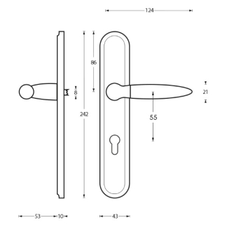 Intersteel Deurklink met cilinderschild | Intersteel | Elen | 55 mm (Zamak, Chroom) 0016.168229 K010809546 - 