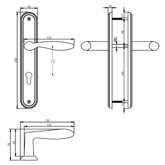 Intersteel Deurklink met cilinderschild | Intersteel | George | 72 mm (Zamak, Mat nikkel) 0019.169536 K010809595 - 