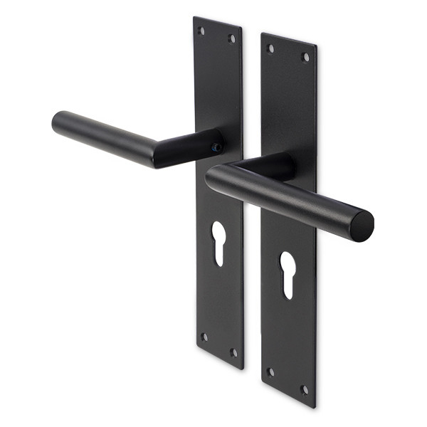 Intersteel Deurklink met cilinderschild | Intersteel | Jura | 55 mm  (RVS, Zwart) 0023.058329 K010808082 - 1