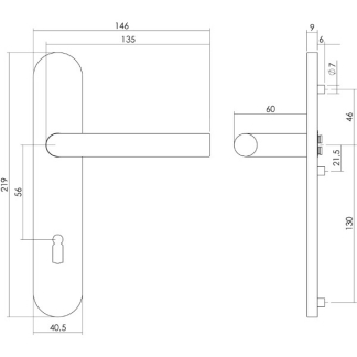 Intersteel Deurklink met sleutelschild | Intersteel | 56 mm (RVS) 0035.129624 K010809620 - 2