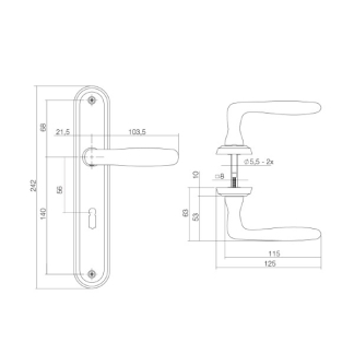 Intersteel Deurklink met sleutelschild | Intersteel | Bjorn | 56 mm (Zamak, Nikkel) 0019.169224 K010809588 - 