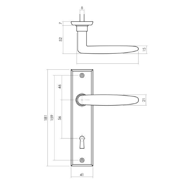 Intersteel Deurklink met sleutelschild | Intersteel | Sophie | 56 mm (Messing, Zwart) 0023.022524 K010809604 - 2