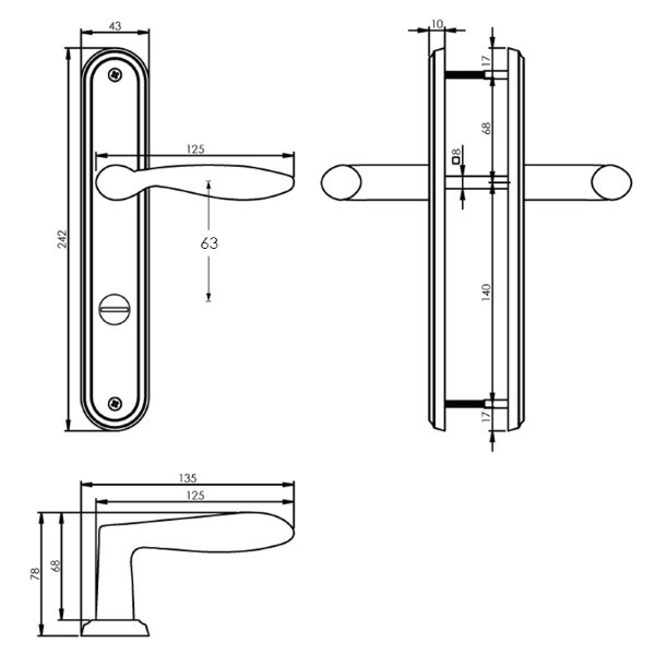 Intersteel Deurklink met wc-sluitingschild | Intersteel | George | 63 mm (Zamak, Mat nikkel) 0019.169565 K010809596 - 2