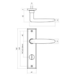 Intersteel Deurklink met wc-sluitingschild | Intersteel | Sophie | 63 mm (Messing, Zwart) 0023.022565 K010809605 - 