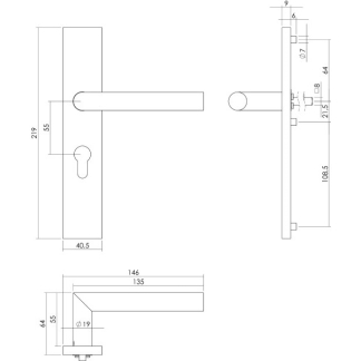 Intersteel Deurkruk met cilinderschild | Intersteel | 55 mm (RVS) 0035.130729 K010809635 - 