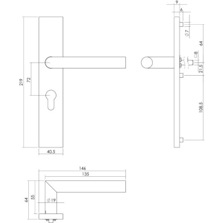 Intersteel Deurkruk met cilinderschild | Intersteel | 72 mm (RVS) 0035.130736 K010809636 - 