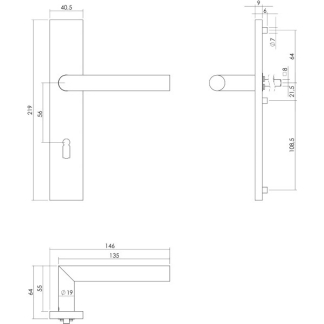 Intersteel Deurkruk met sleutelschild | Intersteel | 56 mm (RVS) 0035.130724 K010809633 - 