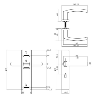 Intersteel Deurkruk met sleutelschild | Intersteel | 56 mm (RVS) 0035.132724 K010809640 - 