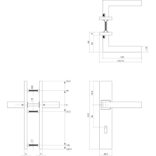 Intersteel Deurkruk met sleutelschild | Intersteel | Vierkant | 56 mm (RVS) 0035.133724 K010809645 - 2