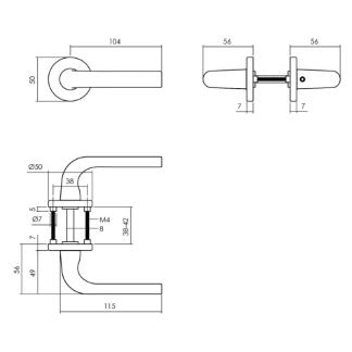 Intersteel Deurkruk op rozet | Intersteel | Eucla (Rond, Nokken, 2 stuks) 0023.005402 K010809101 - 