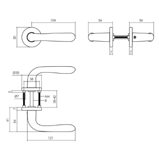 Intersteel Deurkruk op rozet | Intersteel | Merredin (Rond, Nokken, 2 stuks) 0023.005302 K010809100 - 