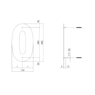 Intersteel Huisnummer 0 | Intersteel | 30 cm (XL, Geborsteld RVS) 0035402110 K010808106 - 