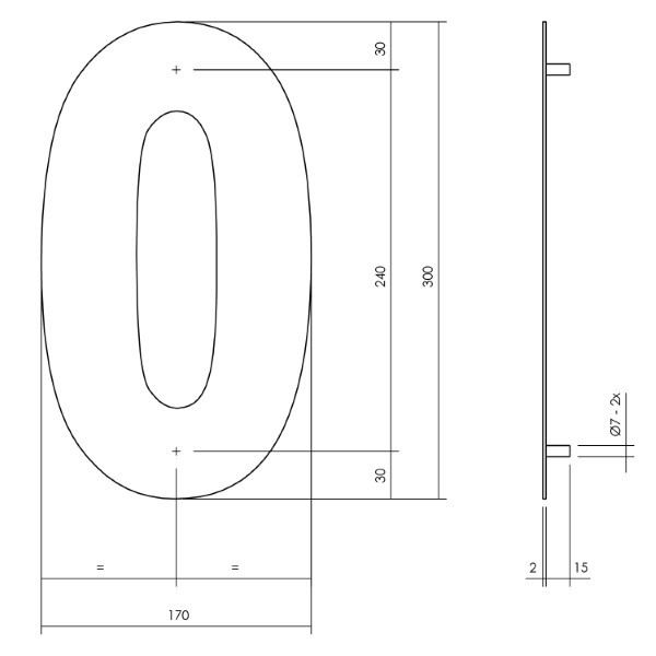Intersteel Huisnummer 0 | Intersteel | 30 cm (XL, RVS, Mat Zwart) 0023.402110 K010808086 - 3