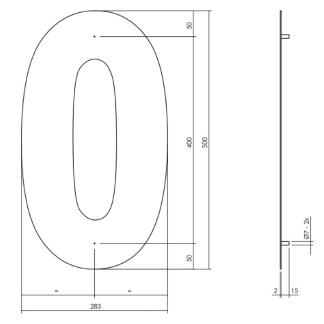 Intersteel Huisnummer 0 | Intersteel | 50 cm (XXL, Geborsteld RVS) 0035402120 K010808116 - 