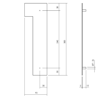 Intersteel Huisnummer 1 | Intersteel | 30 cm (XL, RVS, Mat Zwart) 0023.402111 K010808087 - 