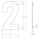 Intersteel Huisnummer 2 | Intersteel | 30 cm (XL, RVS, Mat Zwart) 0023.402112 K010808088 - 3