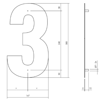 Intersteel Huisnummer 3 | Intersteel | 30 cm (XL, Geborsteld RVS) 0035402113 K010808109 - 