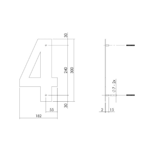 Intersteel Huisnummer 4 | Intersteel | 30 cm (XL, Geborsteld RVS) 0035402114 K010808110 - 