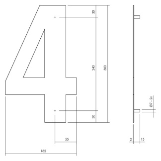 Intersteel Huisnummer 4 | Intersteel | 30 cm (XL, RVS, Mat Zwart) 0023.402114 K010808090 - 