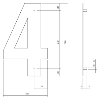 Intersteel Huisnummer 4 | Intersteel | 30 cm (XL, RVS, Mat Zwart) 0023.402114 K010808090 - 3