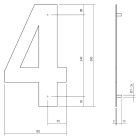 Intersteel Huisnummer 4 | Intersteel | 30 cm (XL, RVS, Mat Zwart) 0023.402114 K010808090 - 3