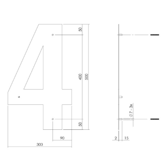 Intersteel Huisnummer 4 | Intersteel | 50 cm (XXL, Geborsteld RVS) 0035402124 K010808120 - 