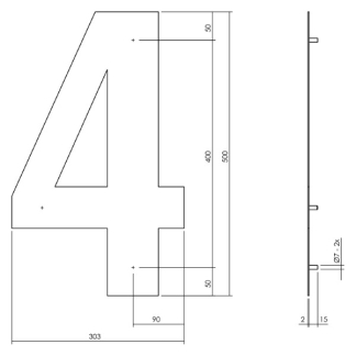 Intersteel Huisnummer 4 | Intersteel | 50 cm (XXL, RVS, Mat Zwart) 0023.402124 K010808100 - 