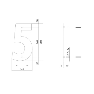 Intersteel Huisnummer 5 | Intersteel | 30 cm (XL, Geborsteld RVS) 0035402115 K010808111 - 