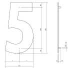 Intersteel Huisnummer 5 | Intersteel | 30 cm (XL, RVS, Mat Zwart) 0023.402115 K010808091 - 3